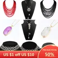 SOHOT Vintage Trendy Alloy Acrylic Imitation Crystal Pearl Flowers Necklace Clavicle Chain For