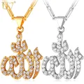 Collier pendentif Allah islamique pour femme argent or document cubique contre-indiqué bijoux