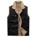 Gilet coupe-vent à col rabattu pour homme veste en fibre optique chaude gilet d'hiver décontracté