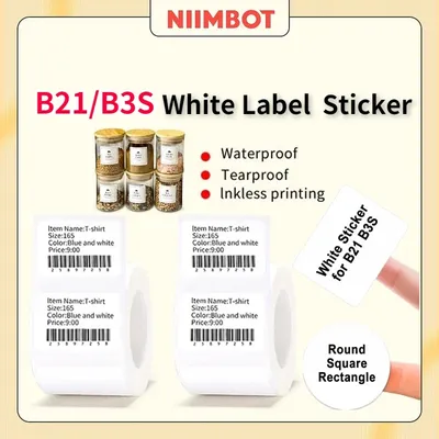 NIIMBOT-Rouleau d'autocollants ronds pour papier d'imprimante étiquettes thermiques blanc et