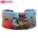 Bonsny – Bracelets larges pour femmes en acrylique motif de poisson marin coloré nouvelle