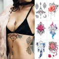 Autocollant de tatouage temporaire imperméable motif Lotus attrapeur de rêves Flash fleurs