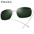 FONEX – lunettes de soleil carrées sans monture en titane pour homme et femme polarisées Ultra