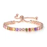 Bracelets rglables de luxe pour filles cadeau de no?l 4mm arc-en-ciel Zircon couleur or Rose