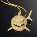 Ensemble de requin Hip Hop pour hommes et femmes collier pendentif en cristal bijoux de fête Cool