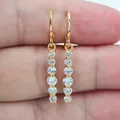 Boucles d'Oreilles Pendantes en Forme de Bâton CZ pour Femme Accessoire de Mode Transparent