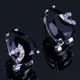 Boucles d'oreilles Huggie V0929 en forme de poire noire cubique zircone blanche CZ argent plaqué