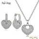 Bijoux de mariage en forme de cœur en argent contre-indiqué pour femmes ensemble de bijoux en
