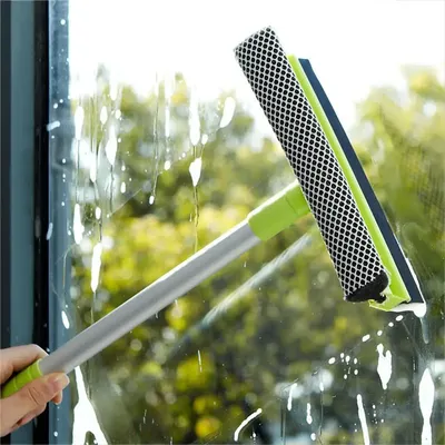 Outil de brosse télescopique pour fenêtre en verre grattoir à verre double face plus récent