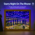 Veilleuse 3D Van Gogh Starry Night boîte d'ombre papier cadres Carimplantés pour gérer la lampe