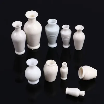 Mini Vase en Céramique et Porcelaine Maison de Courses Accessoires Décoratifs Blanc 1:12 5