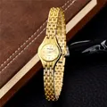 Montre à quartz dorée en acier inoxydable pour femme montre-bracelet élégante pour femme horloge