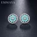 EMMAYA-Boucles d'oreilles fleur cubique bleu clair pour femme bijoux fantaisie de luxe AAA