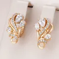 Kinel-Boucles d'oreilles pendantes en or rose pour femmes 585 naturel bijoux fantaisie design de