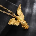 Collier d'ange panoramique classique pour hommes et femmes ailes d'ange pendentif vent rétro