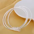 Bracelet fin en argent regardé 925 avec trois cercles pour femme bracelets tendance accessoires de