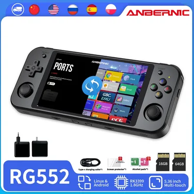 ANBERAlfred-Console de jeu portable RG552 Android SS DC 4200 + jeux rétro écran tactile IPS