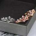 ZHOUYANG – bagues couronne pour filles bagues de fête couleur or Rose marque bijoux en cristal