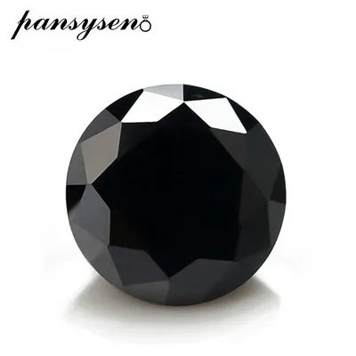 PANSYSEN – pierres précieuses rondes en vrac 100% Moissanite noire véritable excellente coupe