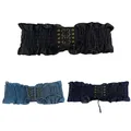 Ceinture en jean élastique Corset péplum à lacets serre-taille extensible pour robes