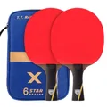 Raquette de tennis de table 6 étoiles raquette de ping-pong antichoc picots double face 5 couches