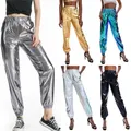 Pantalon de jogging brillant métallique pour femme pantalon conique pantalon de survêtement