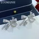 Luomansi-Boucles d'oreilles en argent S925 avec nœud super clignotant pour femme diamant bijoux