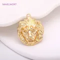 Pendentif Lion en laiton plaqué or véritable 34.5x28.5mm breloques en forme d'animaux fabrication