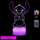 Lampe Led 3d avec télécommande tactile design Disney Lilo & Stitch design étoile bébé Usb