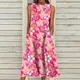 Robe Maxi à imprimé Floral pour femmes col rond sans manches coupe trapèze tenue de vacances