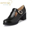 Chaussures en cuir véritable pour femmes chaussures à bouche peu profonde chaussures en peau de