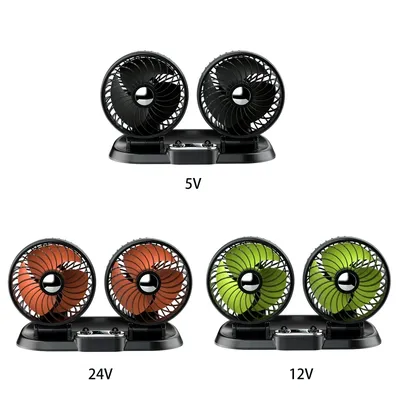 Q1JF 360° Rotation 2 Speed Cooling Cooler USB 5V 12V 24V Double Head Car Fan for Dorm