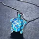 Collier en argent à la mode pendentif tortue opale bleue simulée bijoux cadeau de fête