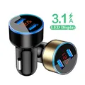 Chargeur de voiture double USB QC 3.0 adaptateur allume-cigare LED voltmètre pour téléphone