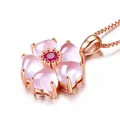 Collier en pierre naturelle d'hibiscus pour femme pendentif en cristal rose fleur de pêche bijoux