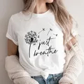 Just breath – T-shirt Vintage imprimé pissenlit 100% coton haut esthétique pour femmes graphique