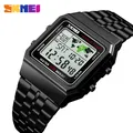 SKMEI-Montre de sport numérique étanche pour homme réveil 3 bars bracelet en acier inoxydable