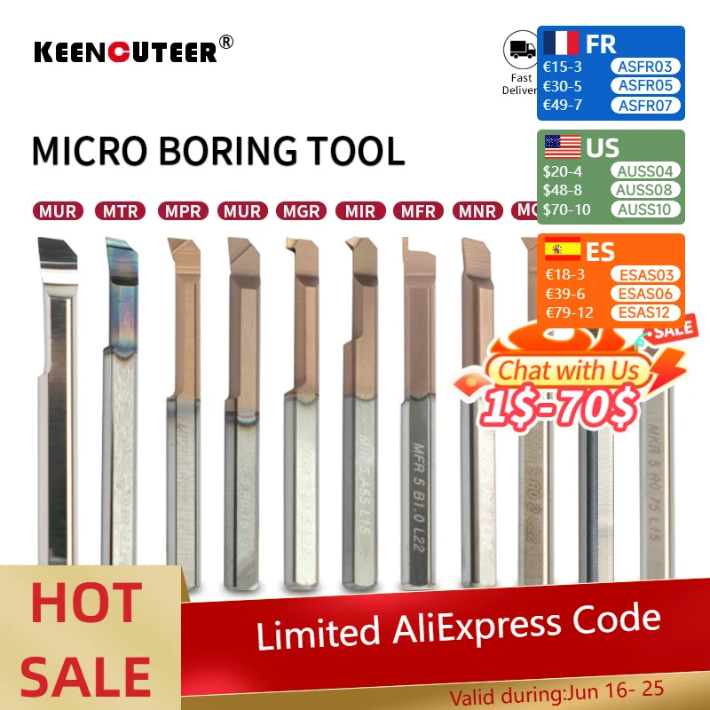 MUR MPR MQR outil d'alésage à petit alésage carbure Micro diamètre outil d'alésage de copie interne outil d'alésage à fond plat coupe de tournage