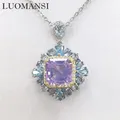 Luomansi – collier avec pendentif diamant lavande pour femme 10x10MM bijoux en argent S925 pour