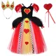Costumes de Cosplay Reine des Cœurs pour Bol Robe Tutu d'Halloween de Noël pour Enfants Tenue de