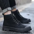 Bottines d'hiver en cuir pour homme chaussures d'extérieur marque à la mode avec fourrure