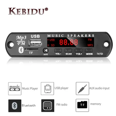 Kebidu-Carte décodeur MP3 WMA technologie audio radio TF USB sans fil Bluetooth 9V-12V
