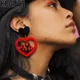 KUGUYS-Boucles d'oreilles pendantes coeur rouge miroir acrylique pour femme accessoire de bijoux