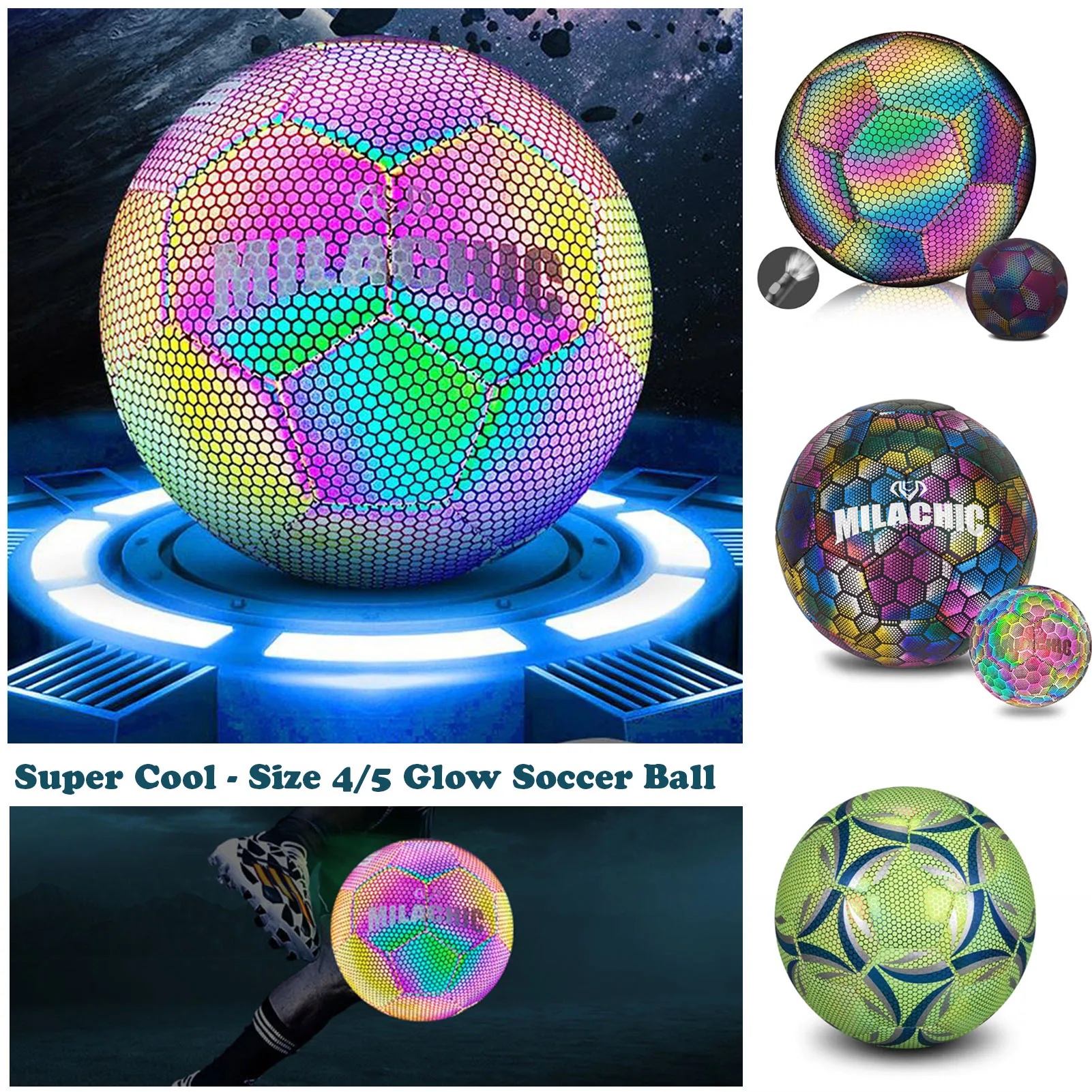 Ballon de football brillant de nuit pour enfants, football Shoous Casting, garçon, enfant, entraînement de football brillant, super cool, n ° 5, n ° 4,ballon de foot,football enfant