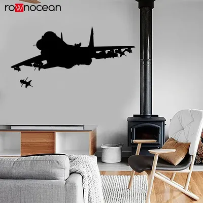 Autocollant Mural en vinyle thème militaire Jet Fighter tir de Missile décoration de la maison