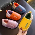 Shoes PU Leather Waterproof Cute Household All-inclusive Heel Children's Cotton Slippers Children's