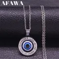 Collier pendentif œil bleu turc acier inoxydable porte-bonheur yeux grecs protection de la