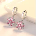 Petites boucles d'oreilles créoles en argent 925 pour femmes et enfants Huggies de fleurs roses CZ