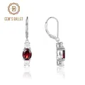 GEM'S BALLET-Boucles d'oreilles ovales en argent regardé 925 pour femme Grenat rouge Pierre