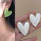 GRACE JUN – boucles d'oreilles à Clip en forme de cœur pour femmes bijoux avec breloques en émail